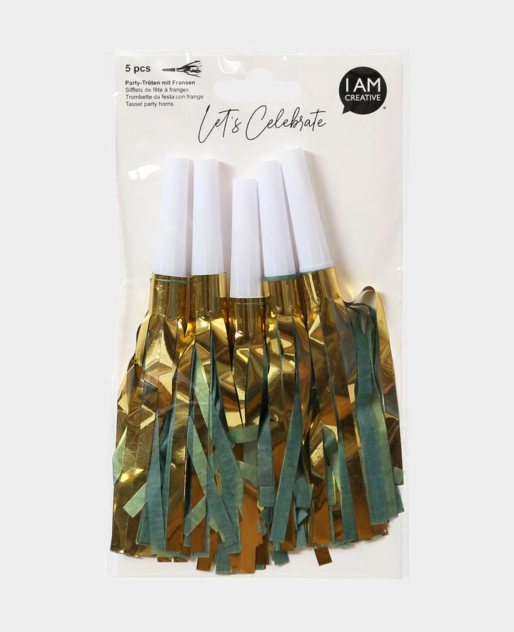 Célébrons les sans-gênes à franges menthe et or, 16,5 cm, 5 pièces