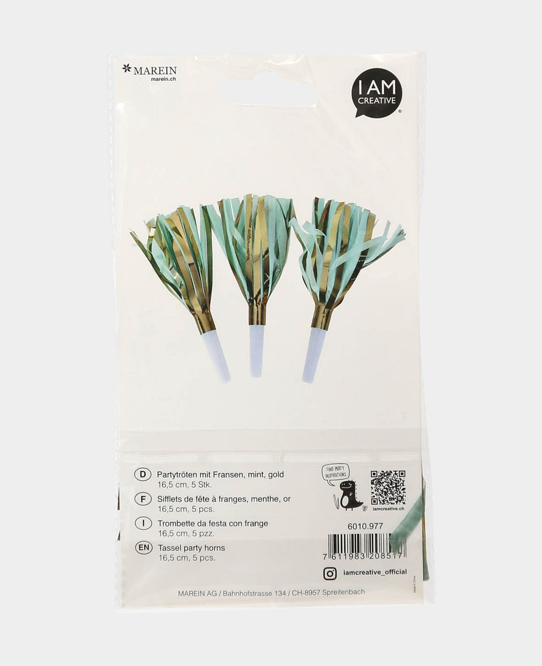 Célébrons les sans-gênes à franges menthe et or, 16,5 cm, 5 pièces