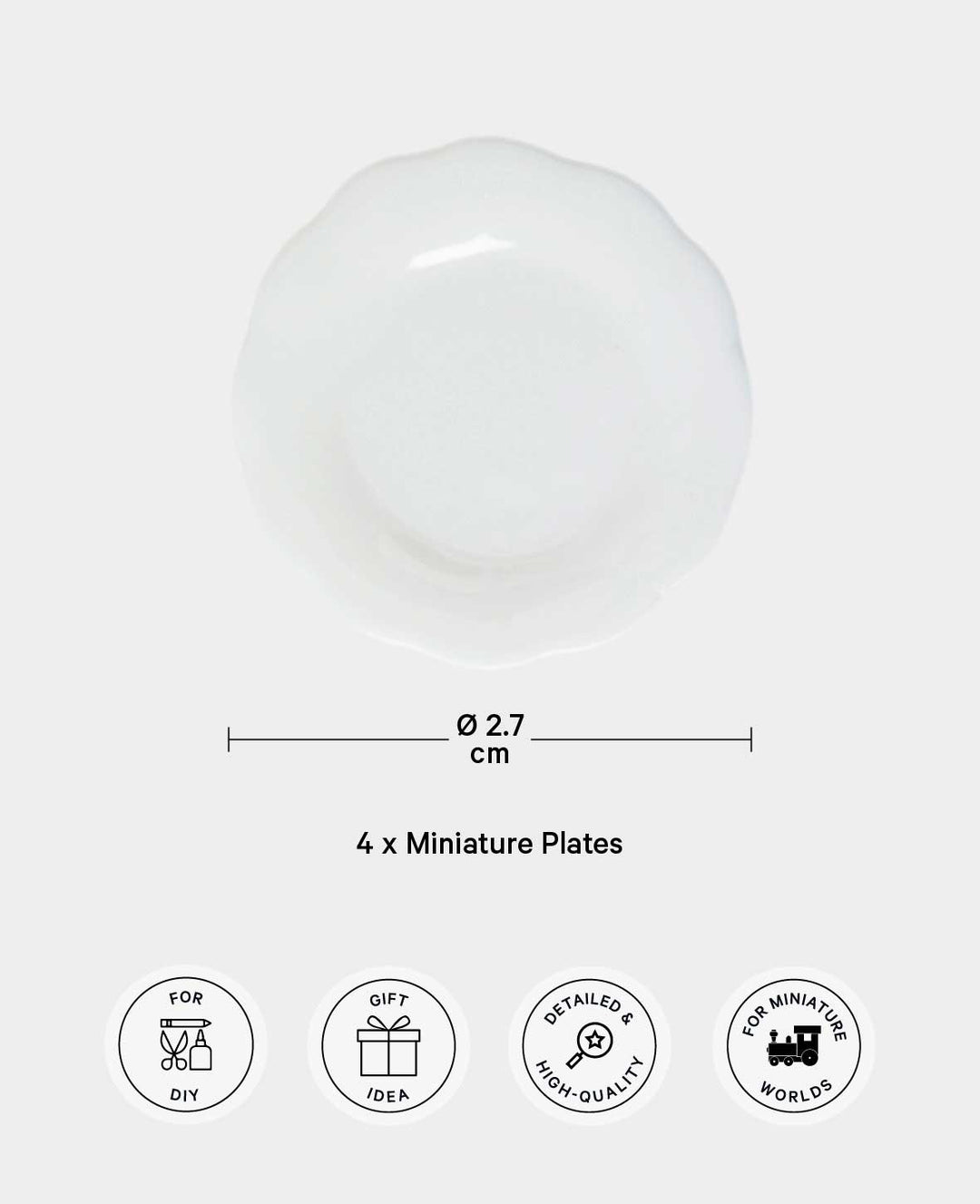 Assiettes miniatures – Pour bricolage et jeu, 2,5 cm, 4 pces.