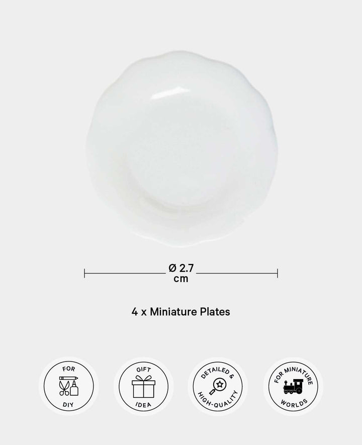 Assiettes miniatures – Pour bricolage et jeu, 2,5 cm, 4 pces.