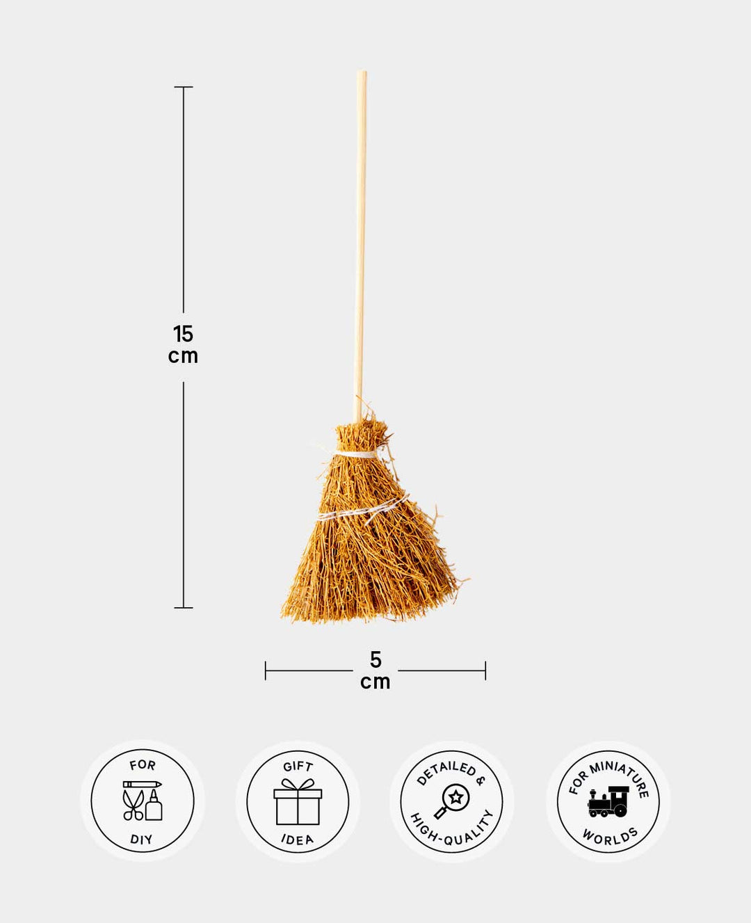 Miniatur Holzbesen – Zum Basteln &amp; Spielen, 15 cm, 1 Stk.
