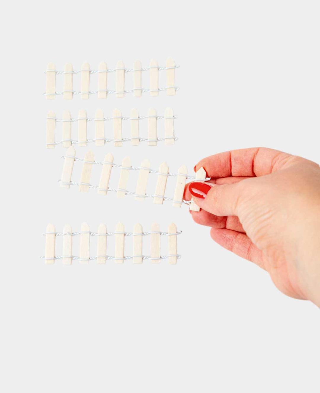 Clôture miniature – Pour le bricolage et le jeu, naturelle, 4 pièces.