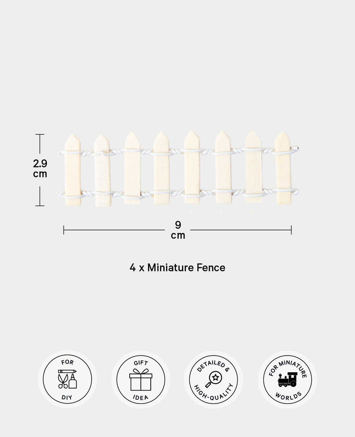 Clôture miniature – Pour le bricolage et le jeu, naturelle, 4 pièces.