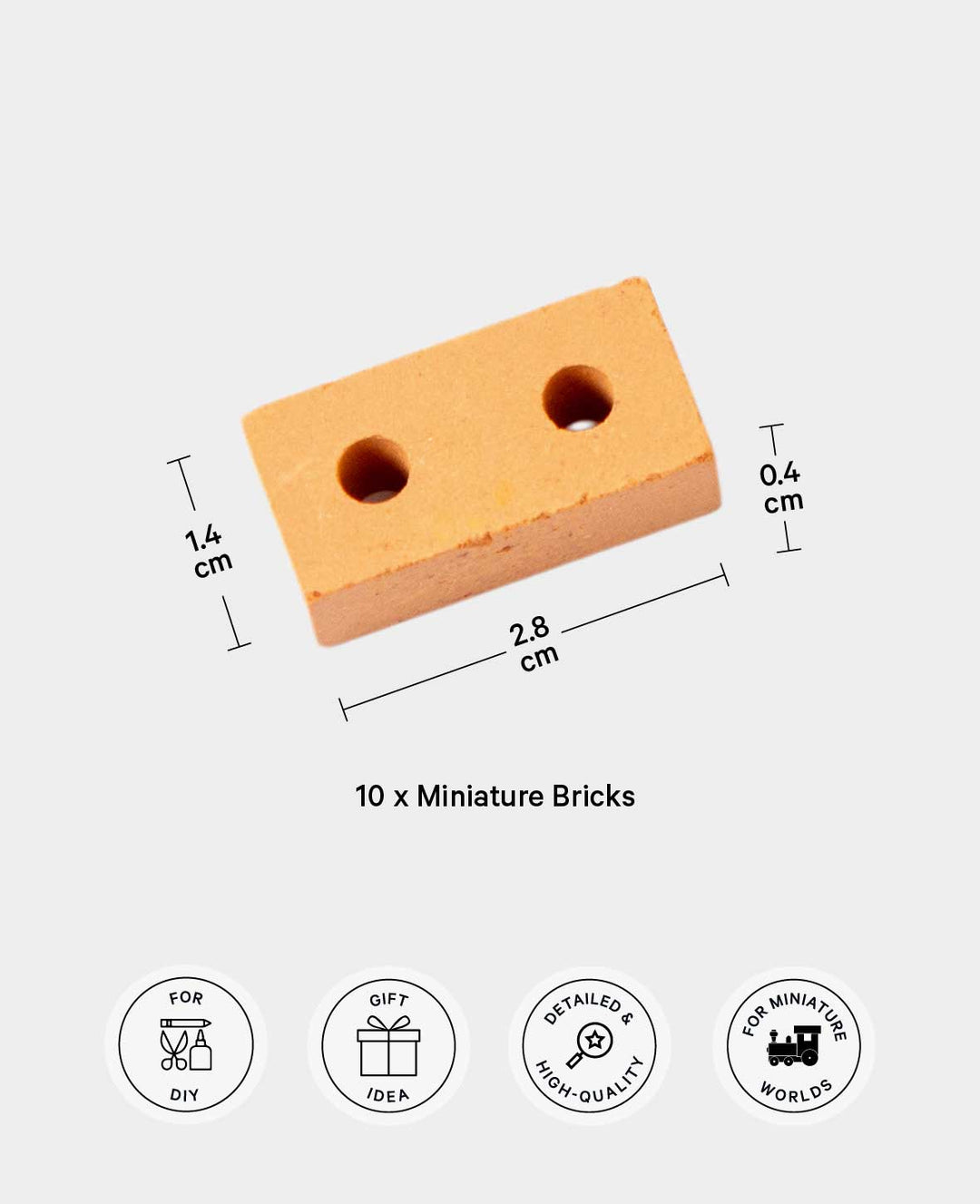 Miniature Bricks – For Crafting &amp; Playing, 2.7 cm, 10 pcs.