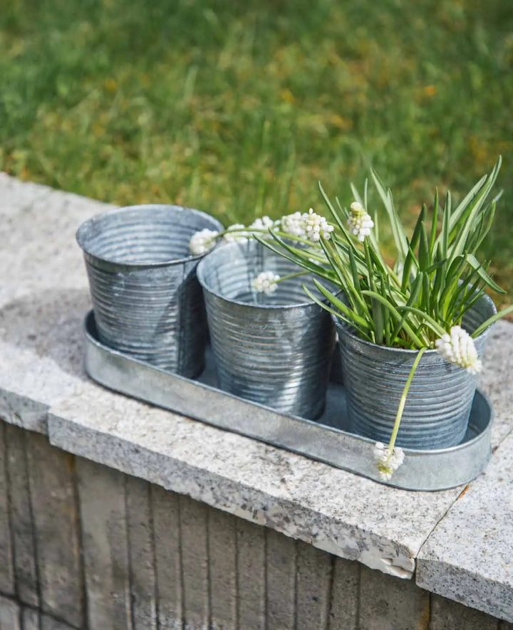 Blechtöpfe-Set, Silbergrau, 33 x 10 cm, 1 Set mit 3 Töpfen
