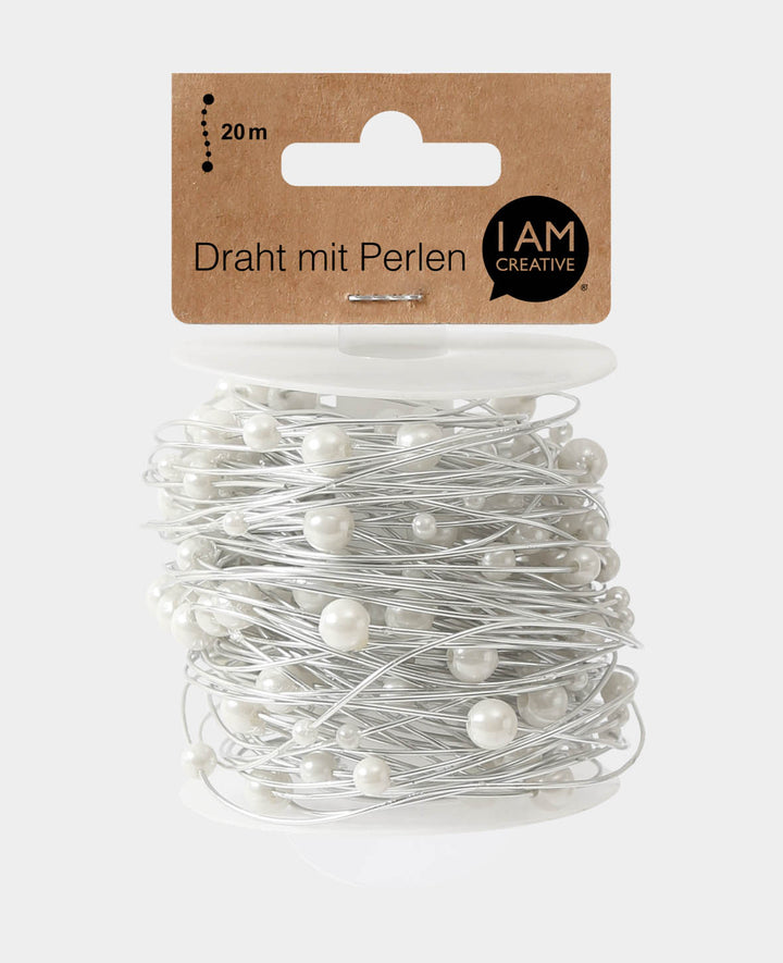 Fil avec perles, blanc, 20 m