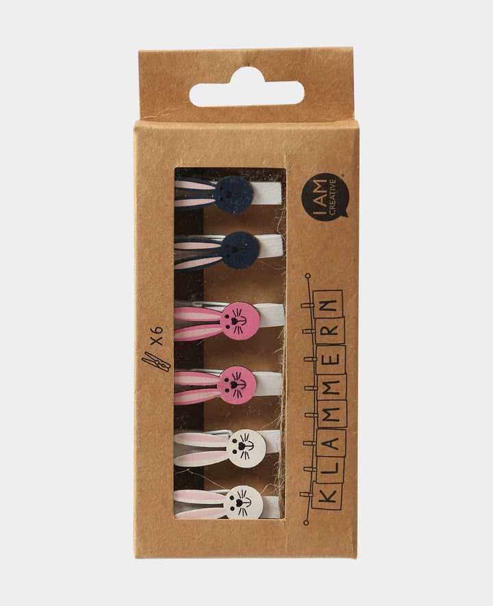 Wooden Peg Bunny II, 6 pcs.