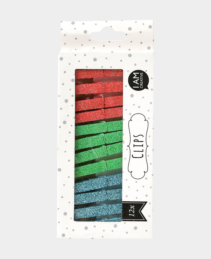 Glitter Wooden Pegs, 12 pcs.