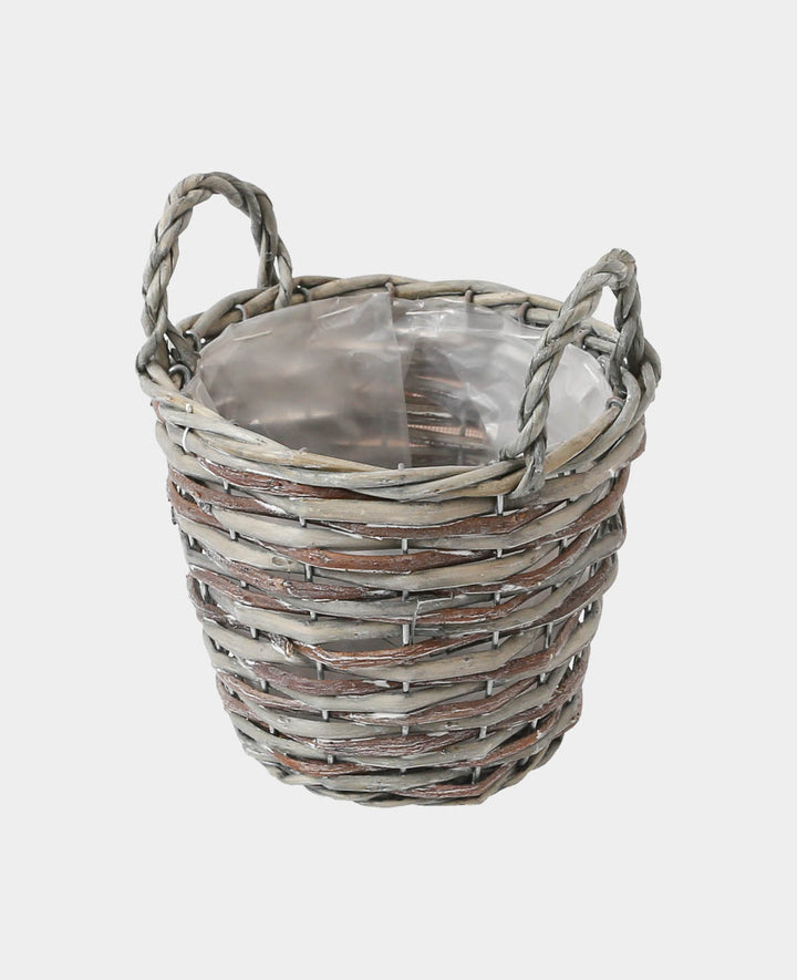 Round Grey Flower Basket, ø 16 x 14 cm