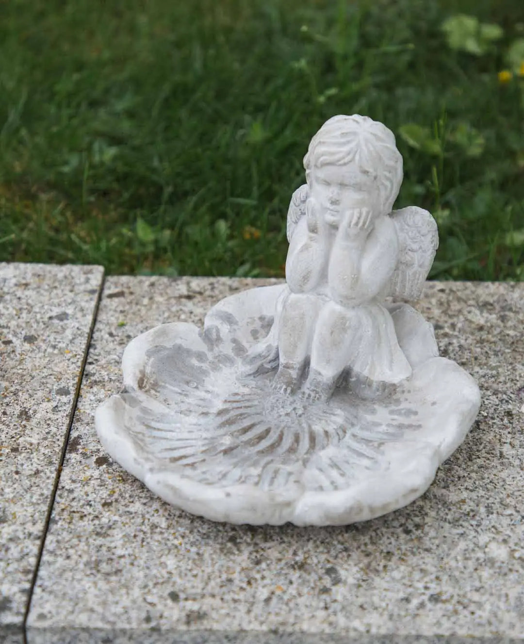 Concrete Bird Bath Angel, 20 x 19 x 16 cm