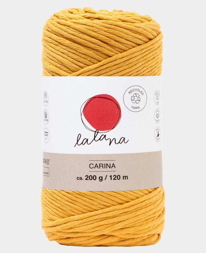 Carina Mustard, Yarn for Crochet, Knitting, Weaving &amp; Macrame Projects, Mustard Yellow, 3 mm x approx. 120 m, approx. 200 g