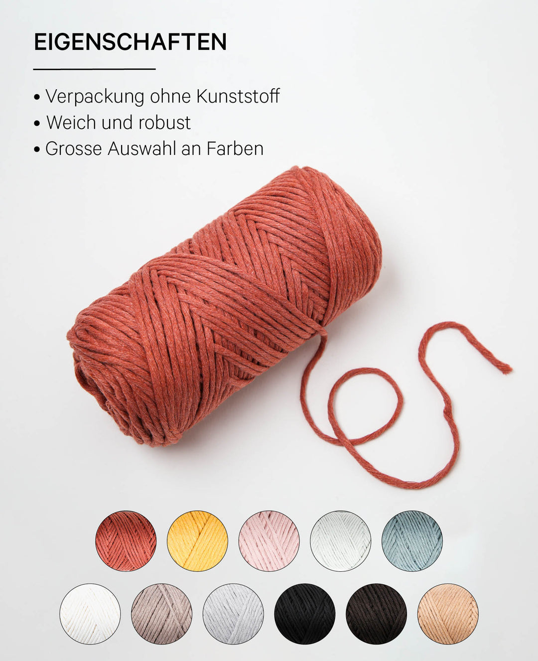 Carina rusty, Lalana Garn for Crochet, Knitting, Weaving &amp; Macrame Projects, Rust Red, 3 mm x approx. 120 m, approx. 200 g