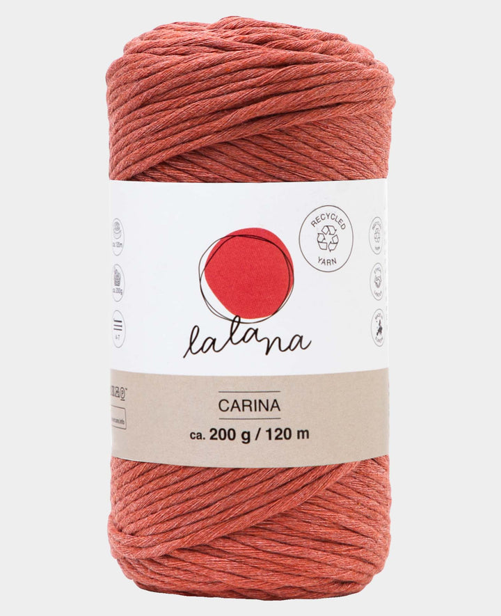 Carina rusty, Lalana Garn for Crochet, Knitting, Weaving &amp; Macrame Projects, Rust Red, 3 mm x approx. 120 m, approx. 200 g