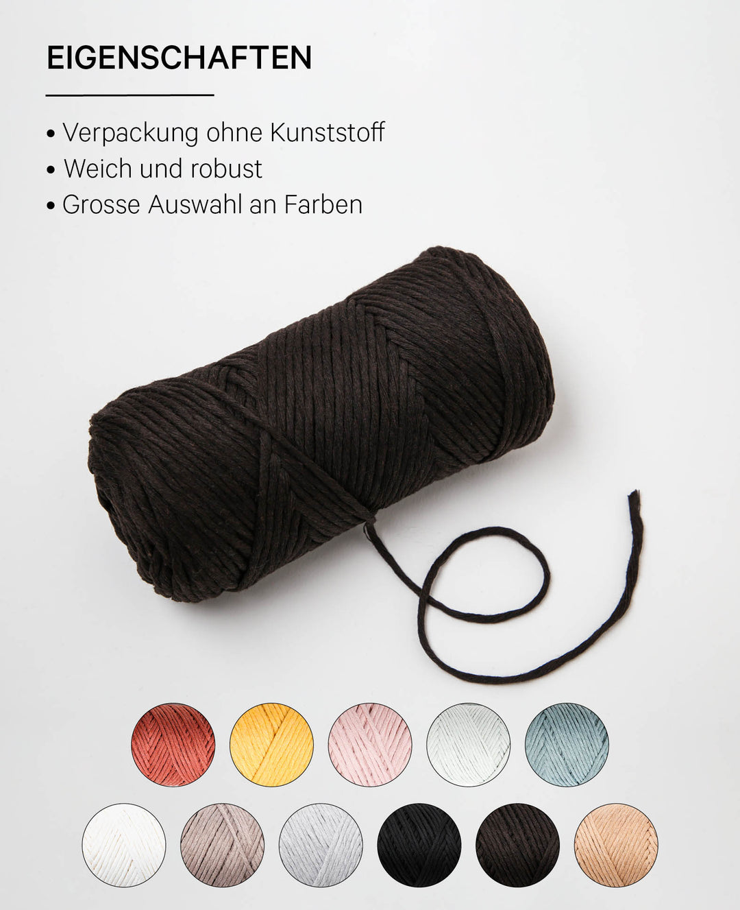 Carina brown, Lalana Garn für Häkeln, Stricken, Weben &amp; Makramee Projekte, Braun, 3 mm x ca. 120 m, ca. 200 g