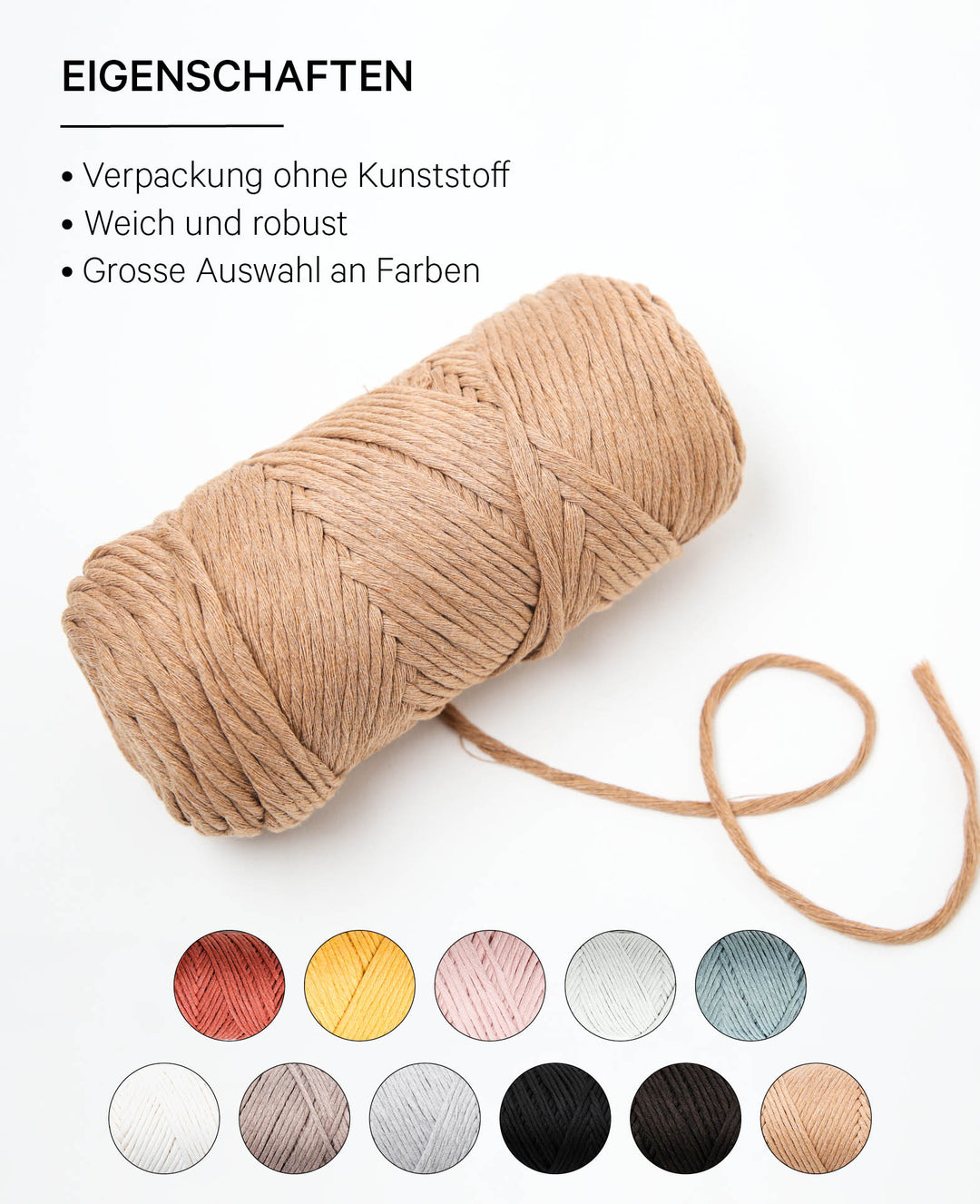 Carina camel, Lalana Garn für Häkeln, Stricken, Weben &amp; Makramee Projekte, Hellbraun, 3 mm x ca. 120 m, ca. 200 g