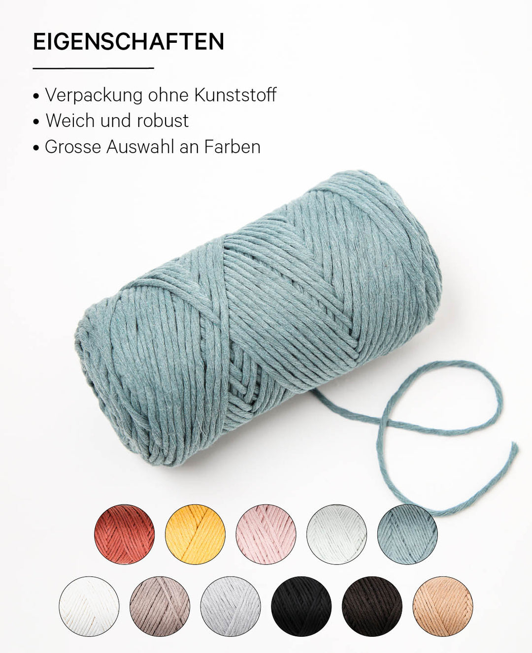 Carina salvia, Lalana Yarn for Crochet, Knitting, Weaving &amp; Macrame Projects, Grey-Blue, 3 mm x approx. 120 m, approx. 200 g