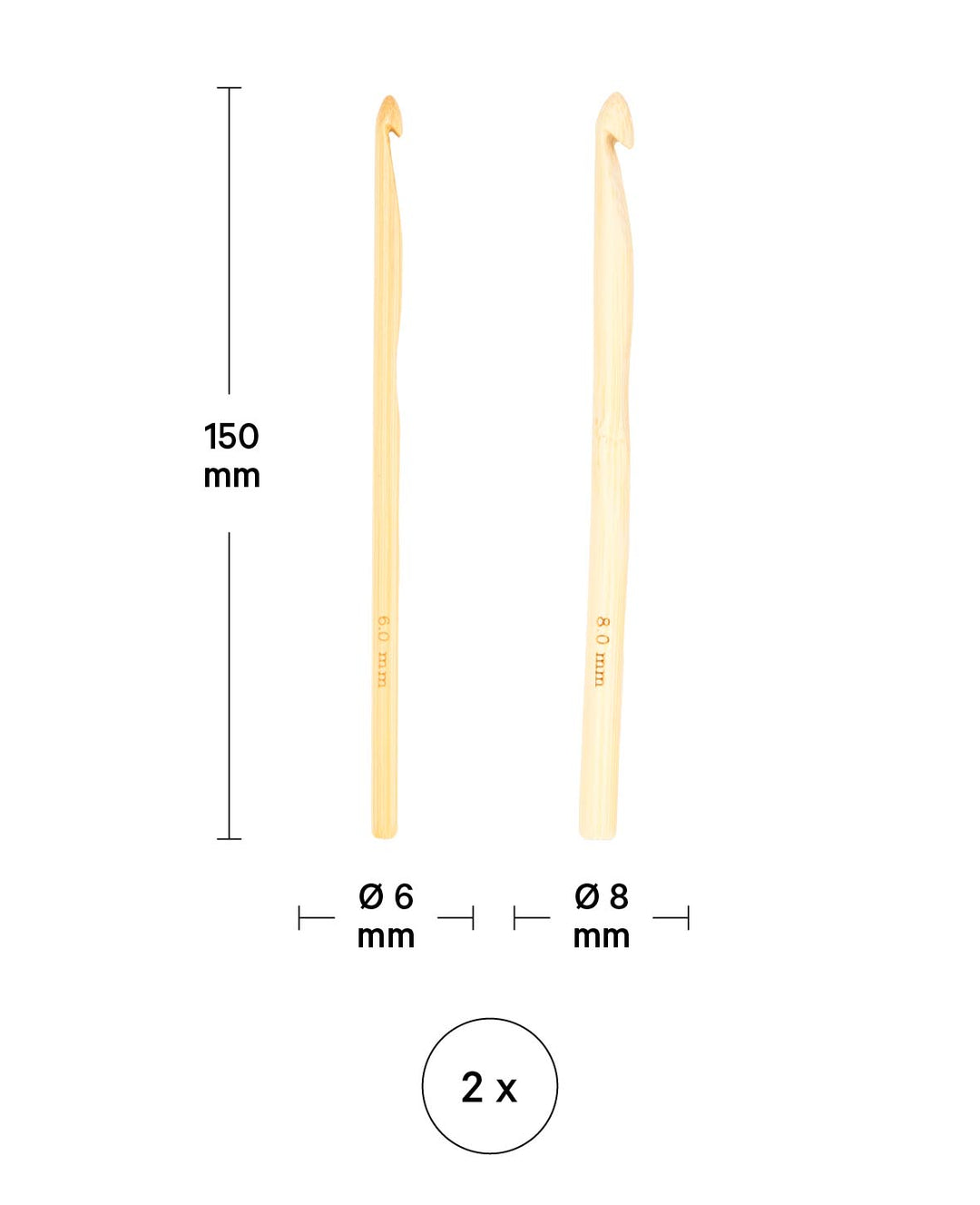 Crochet Hook Set, 8 and 6 mm, 2 pcs.