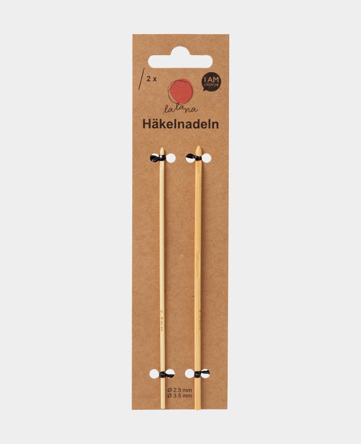Kit de crochets, crochets en bambou pour débutants et experts, naturel, ø 2.5 / ø 3.5 x 150 mm, 2 pièces