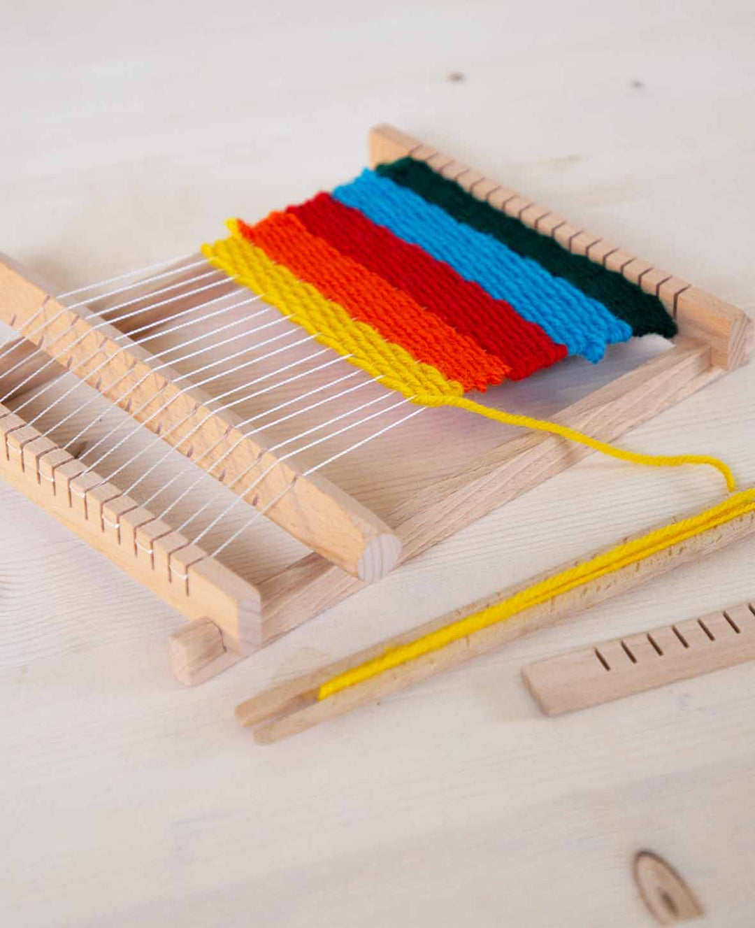 Webrahmen Set, 21.5 x 16.5 x 3 cm, Kinderwebrahmen aus Buchenholz
