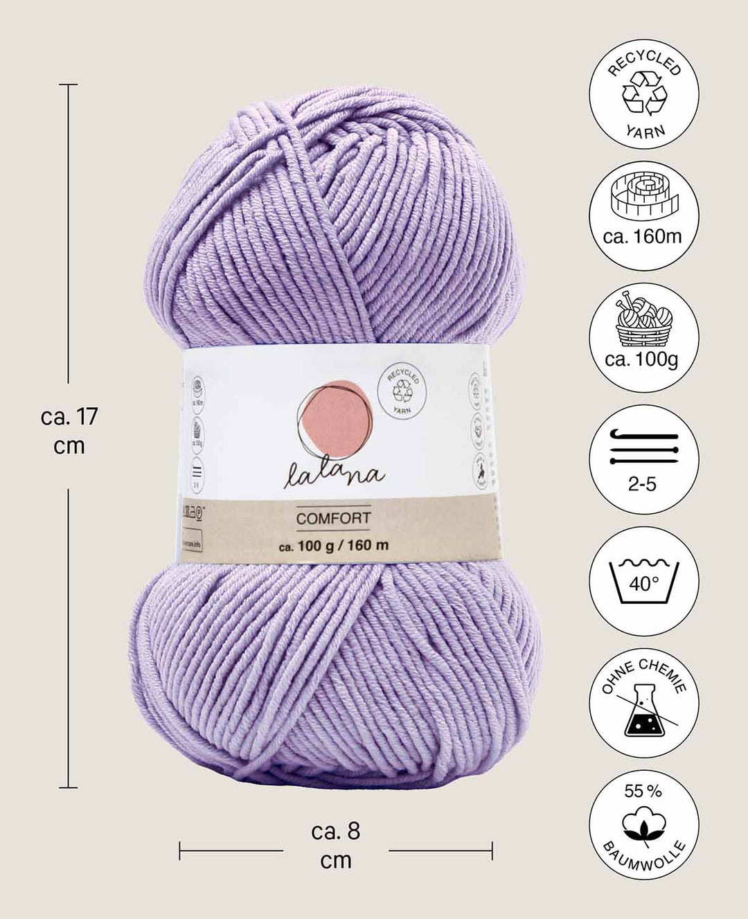 Comfort Lavender, purple, 3 mm x approx. 160 m, approx. 100 g