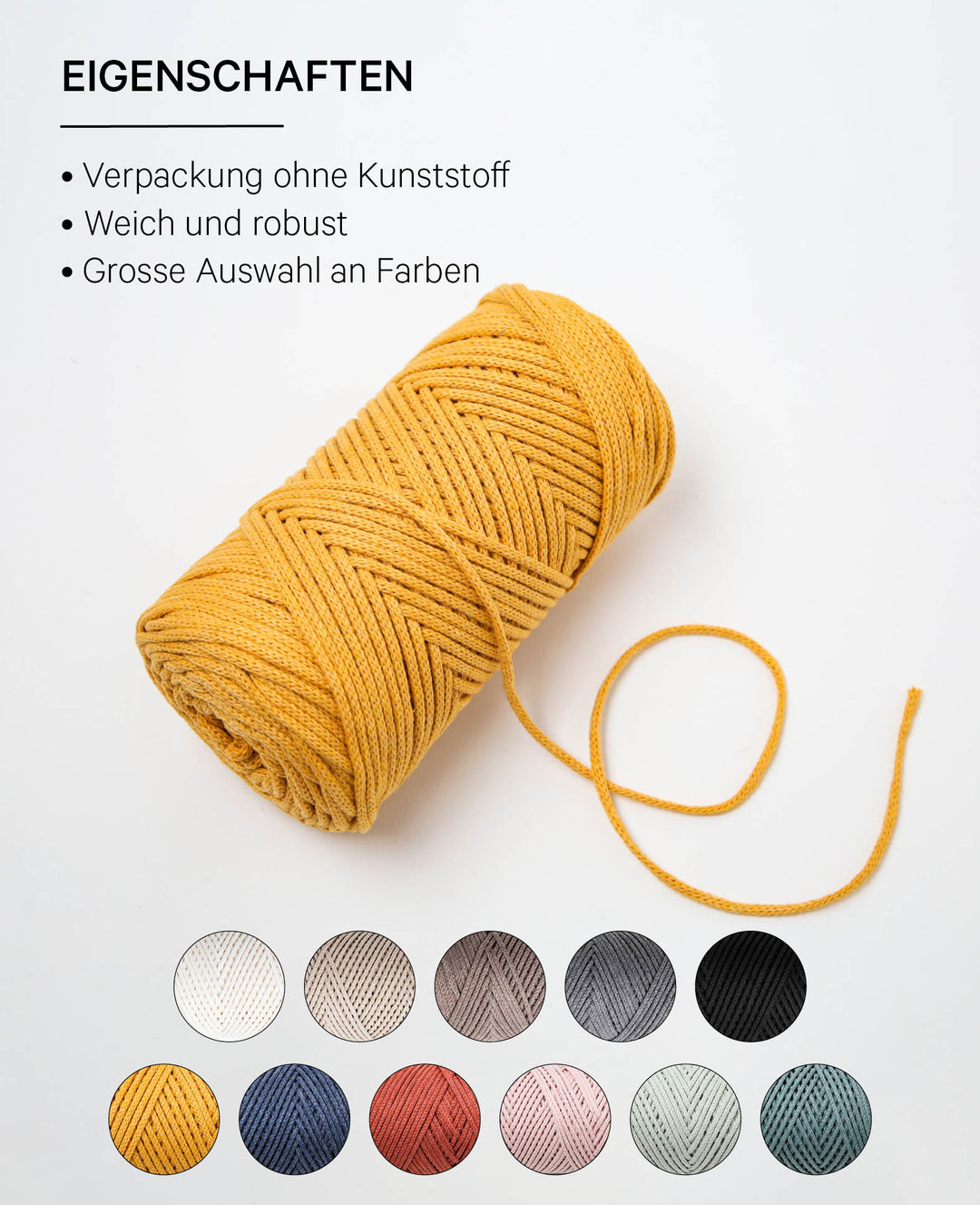 Lady Chain moutarde, fil chaîne Lalana pour le crochet, le tricot, le nouage et les projets de macramé, jaune moutarde, environ 2 mm x 100 m, environ 200 g