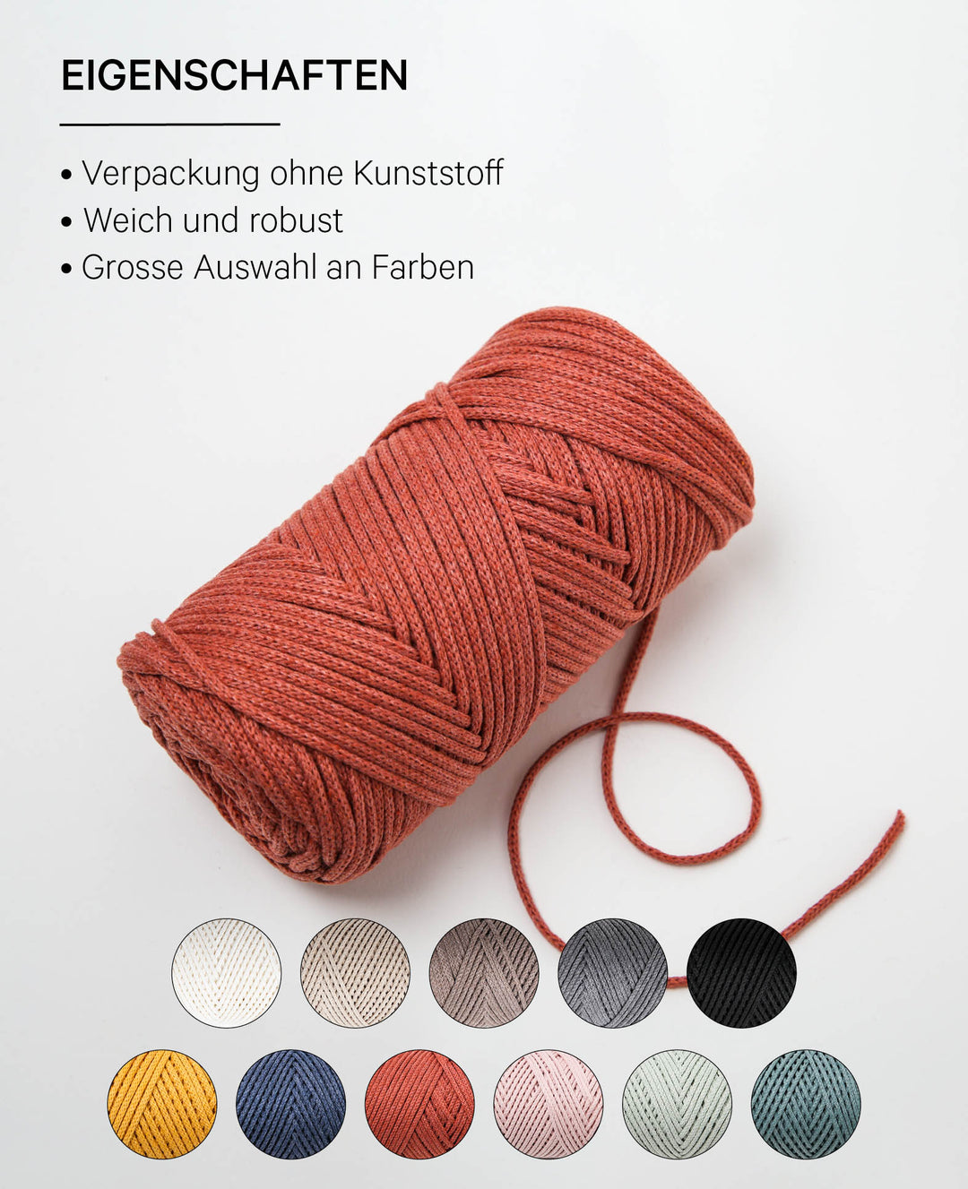 Lady Chain rusty, Lana Chain Yarn for Crochet, Knitting, Knotting &amp; Macrame Projects, Rust Red, approx. 2 mm x 100 m, approx. 200 g