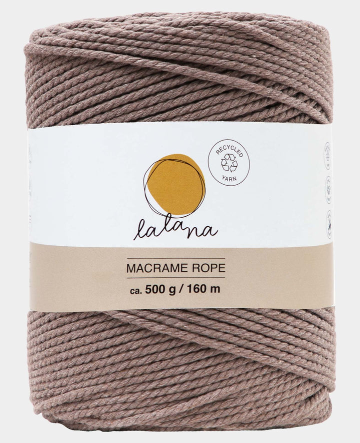 Macrame Rope coffee, Lalana Macrame Yarn for Macrame Projects, Brown, 2 mm x approx. 160 m, approx. 500 g
