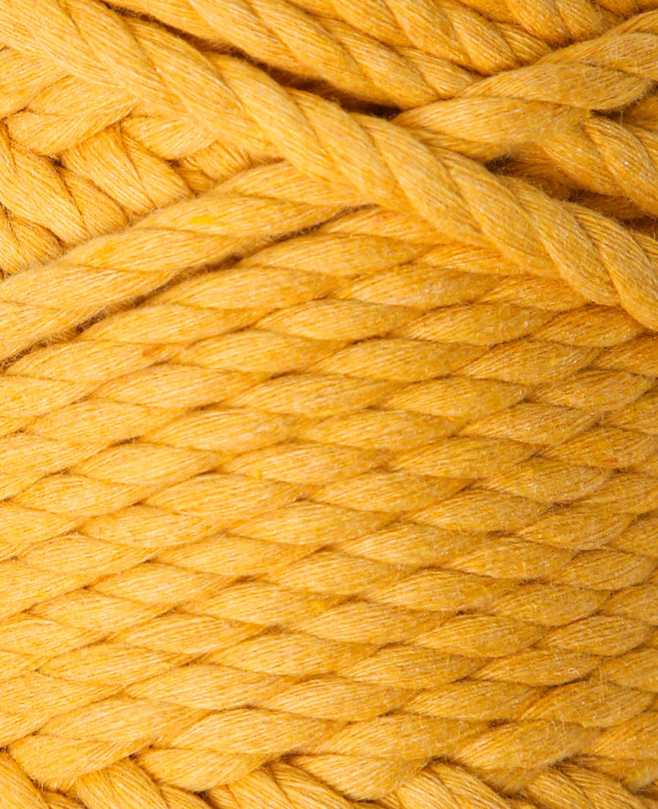 Corde à macramé moutarde, fil à nouer Lalana pour projets macramé, jaune moutarde, 5 mm x env. 30 m, env. 330 g