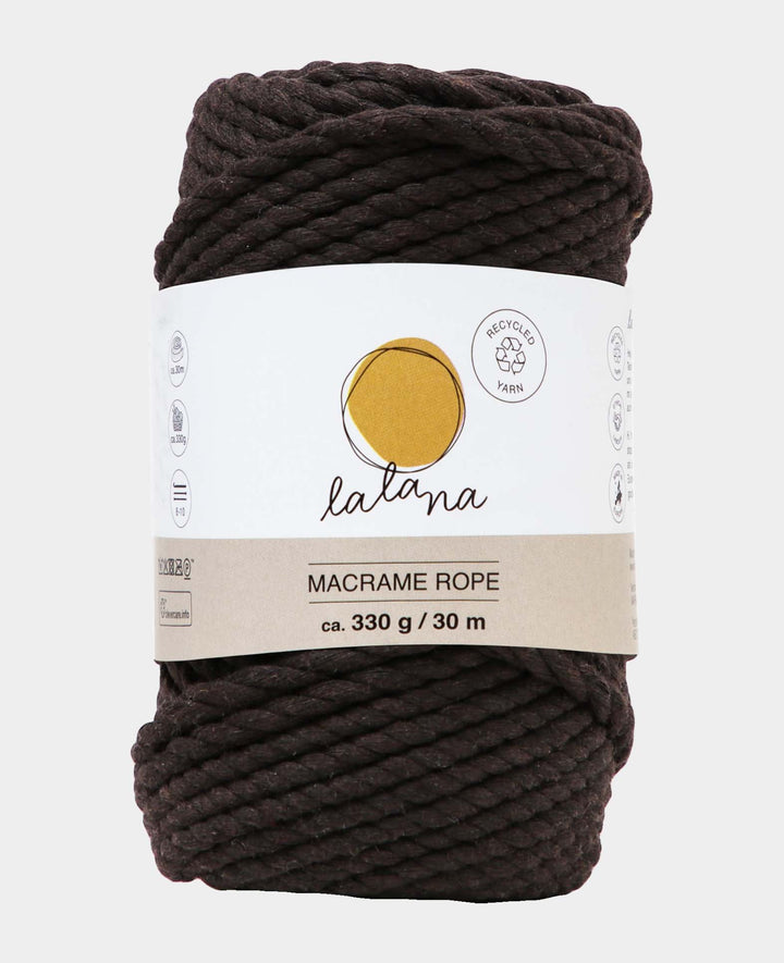 Macrame Rope brown, Lalana Macrame Yarn for Macrame Projects, Brown, 5 mm x approx. 30 m, approx. 330 g
