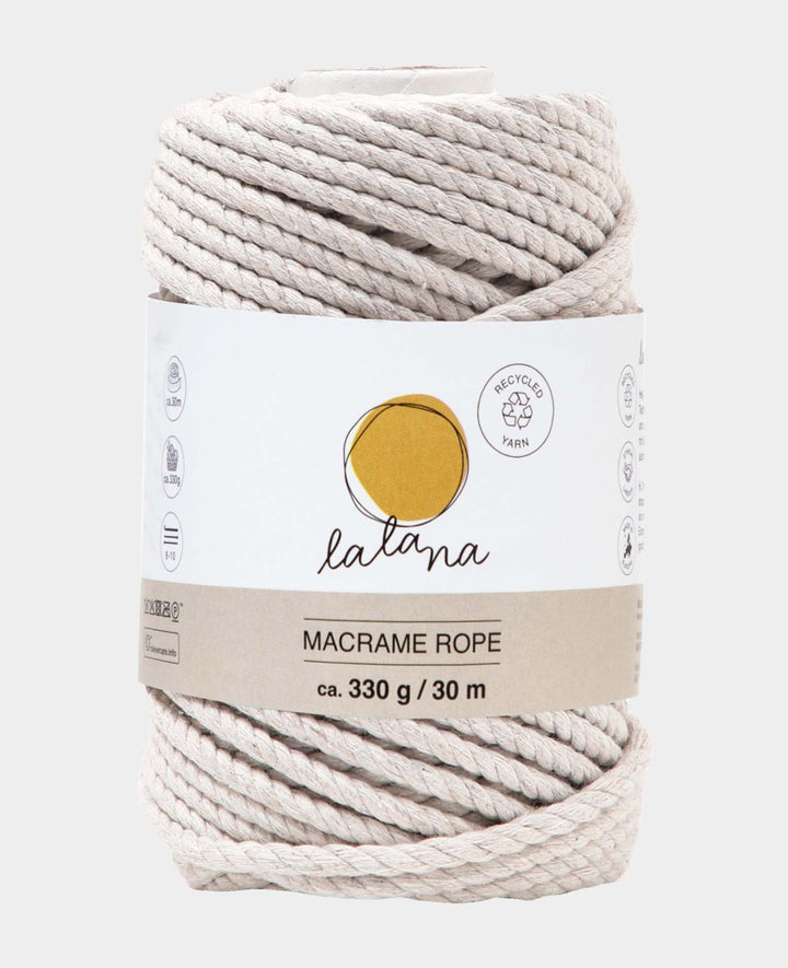 Macrame Rope Stone, Lalana Macrame Yarn for Macrame Projects, Grey, 5mm x approx. 30m, approx. 330g