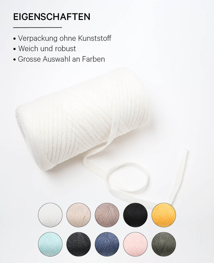 Ribbon Pura cream, Lalana ribbon yarn for crochet, knitting, knotting &amp; macrame projects, cream color, approx. 8 x 1 mm x 95 m, approx. 200 g