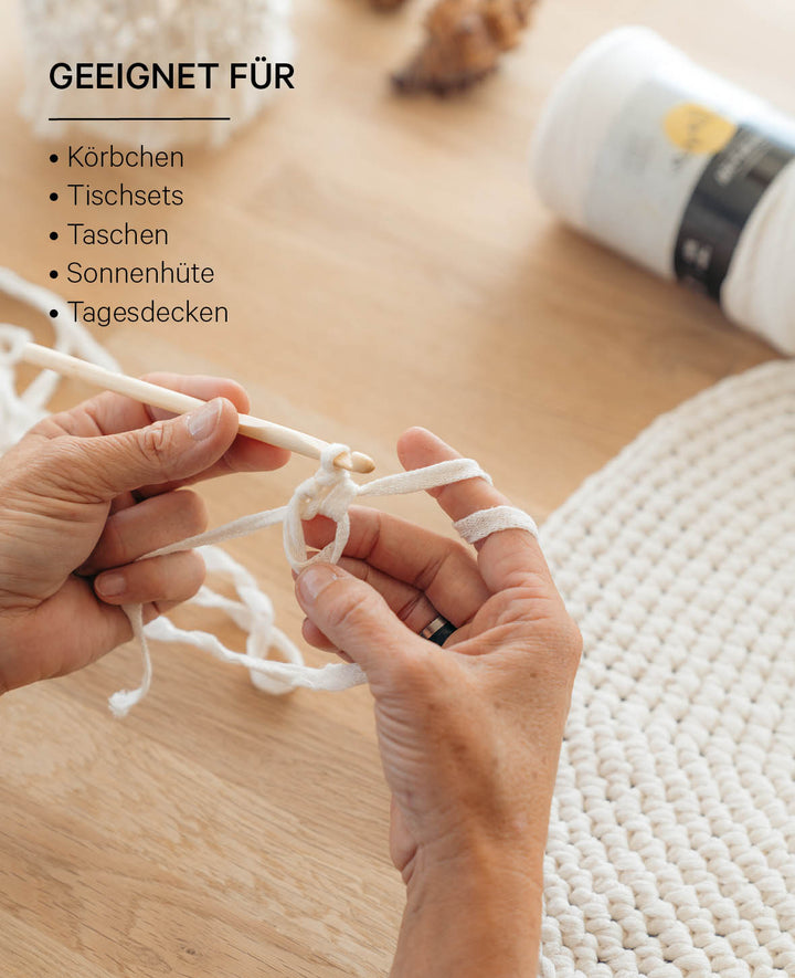 Ribbon Pura cream, Lalana ribbon yarn for crochet, knitting, knotting &amp; macrame projects, cream color, approx. 8 x 1 mm x 95 m, approx. 200 g