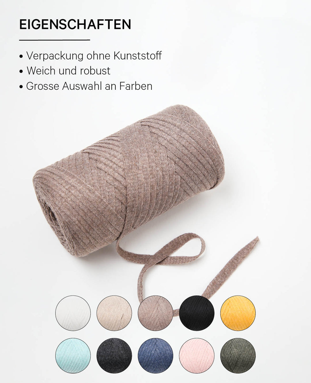 Ribbon Pura coffee, Lalana Ribbon yarn for crochet, knitting, knotting &amp; macrame projects, brown, approx. 8 x 1 mm x 95 m, approx. 200 g
