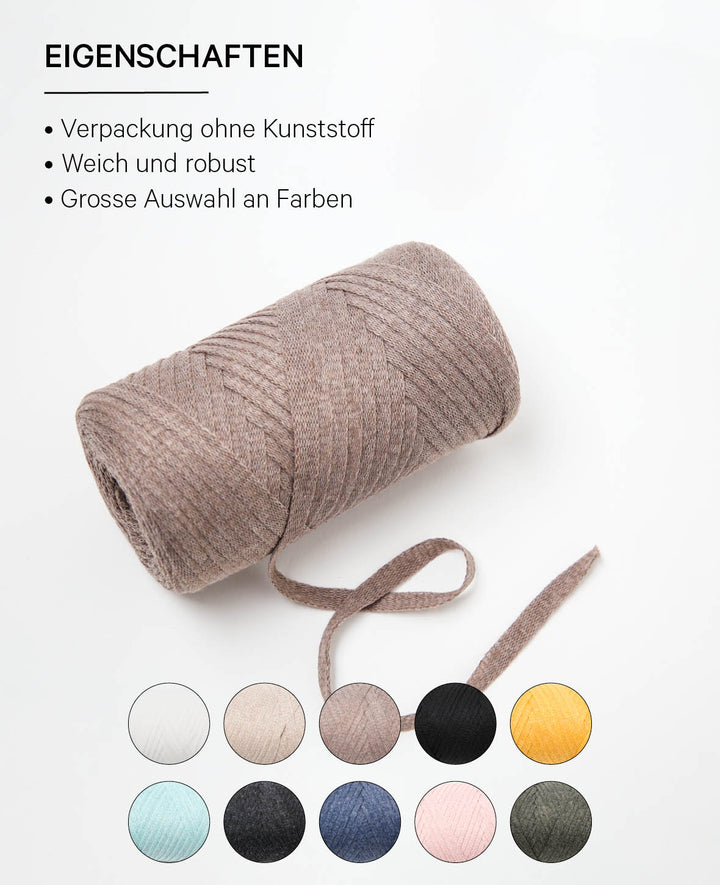 Ribbon Pura coffee, Lalana Ribbon yarn for crochet, knitting, knotting &amp; macrame projects, brown, approx. 8 x 1 mm x 95 m, approx. 200 g