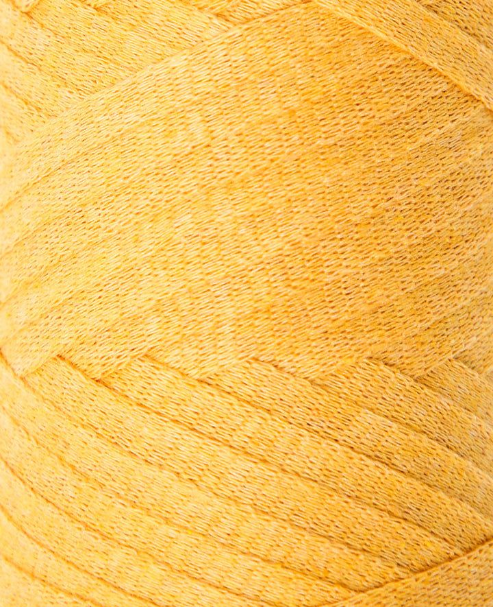 Ruban Pura moutarde, fil de bande Lalana pour projets de crochet, tricot, nouage et macramé, jaune moutarde, env. 8 x 1 mm x 95 m, env. 200 g