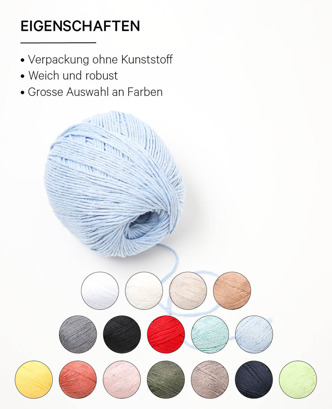 Soft Cord Ami light blue, Lalana Standard Yarn, Light Blue, approx. 1.5 mm x 180 m, approx. 100 g