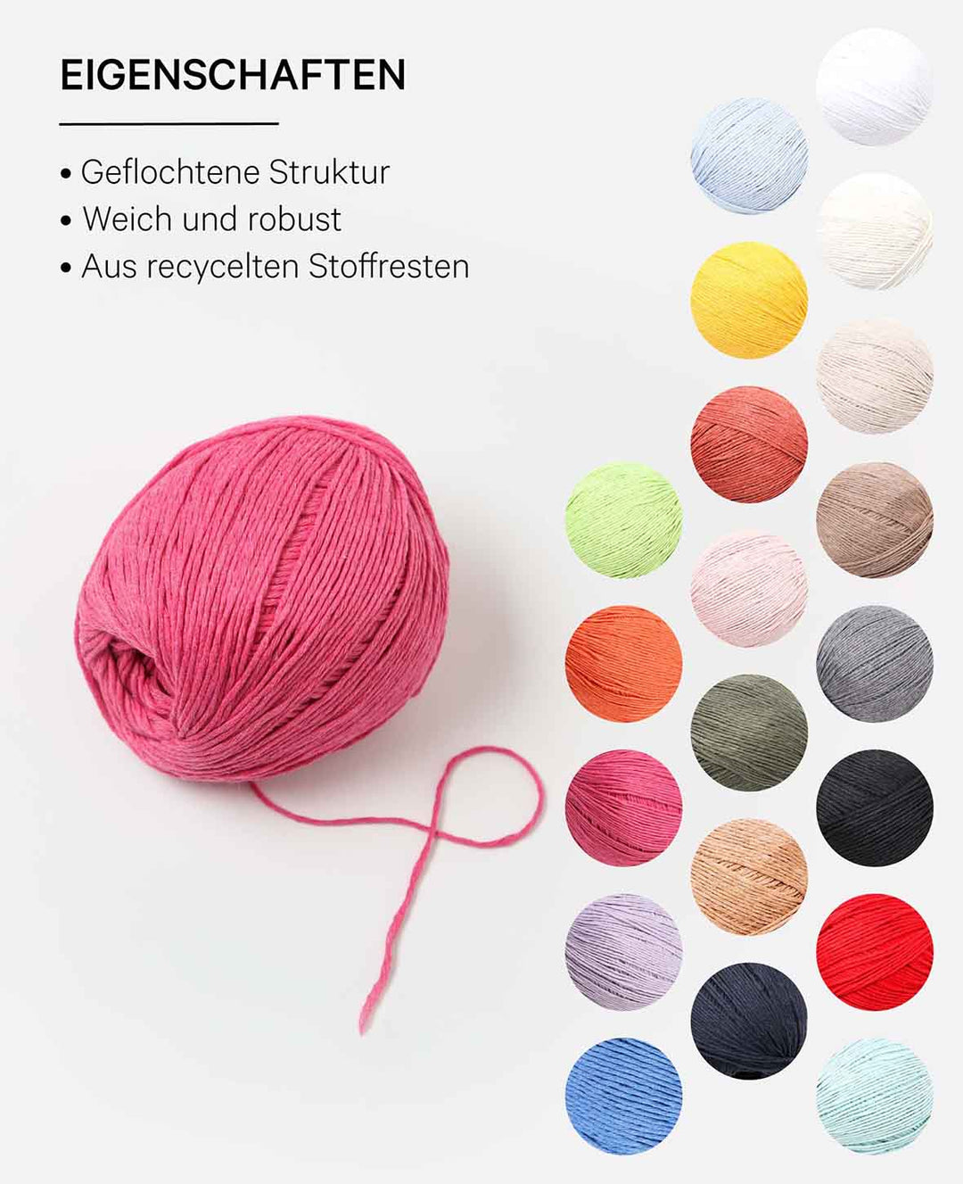 Cord Ami doux magenta, fil standard Lalana, env. 1.5 mm x 180 m, env. 100 g