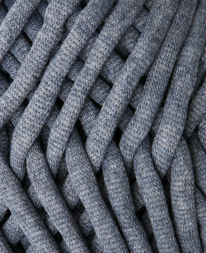 Soft Tube indigo, fil tubulaire Lalana pour crochet, tricot, nouage et projets de macramé, gris-bleu, env. 6 mm x 58 m, env. 200 g