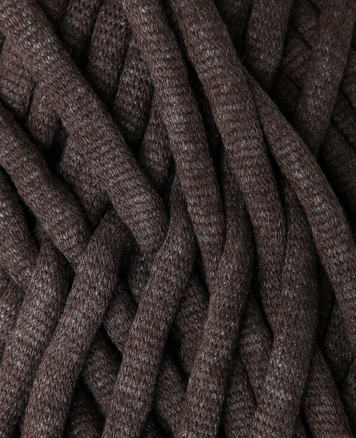 Soft Tube marron, fil tubulaire Lalana pour projets de crochet, tricot, nouage et macramé, marron, env. 6 mm x 58 m, env. 200 g
