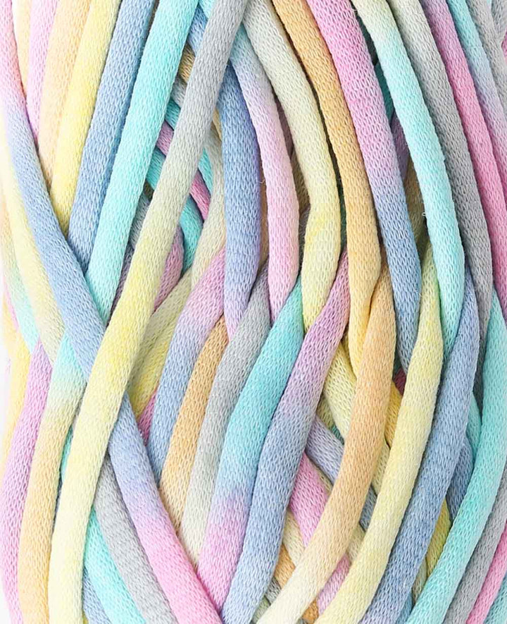 Lalana Soft Tube Rainbow, Yellow, Turquoise, Pastel Pink Mix, approx. 6 mm x 58 m, approx. 200 g