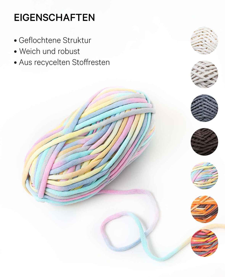 Lalana Soft Tube Rainbow, Yellow, Turquoise, Pastel Pink Mix, approx. 6 mm x 58 m, approx. 200 g