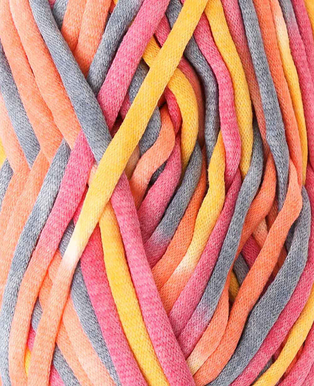 Lalana Soft Tube Rainbow 3, jaune, orange, rose, fuchsia, mélange de gris, environ 6 mm x 58 m, environ 200 g