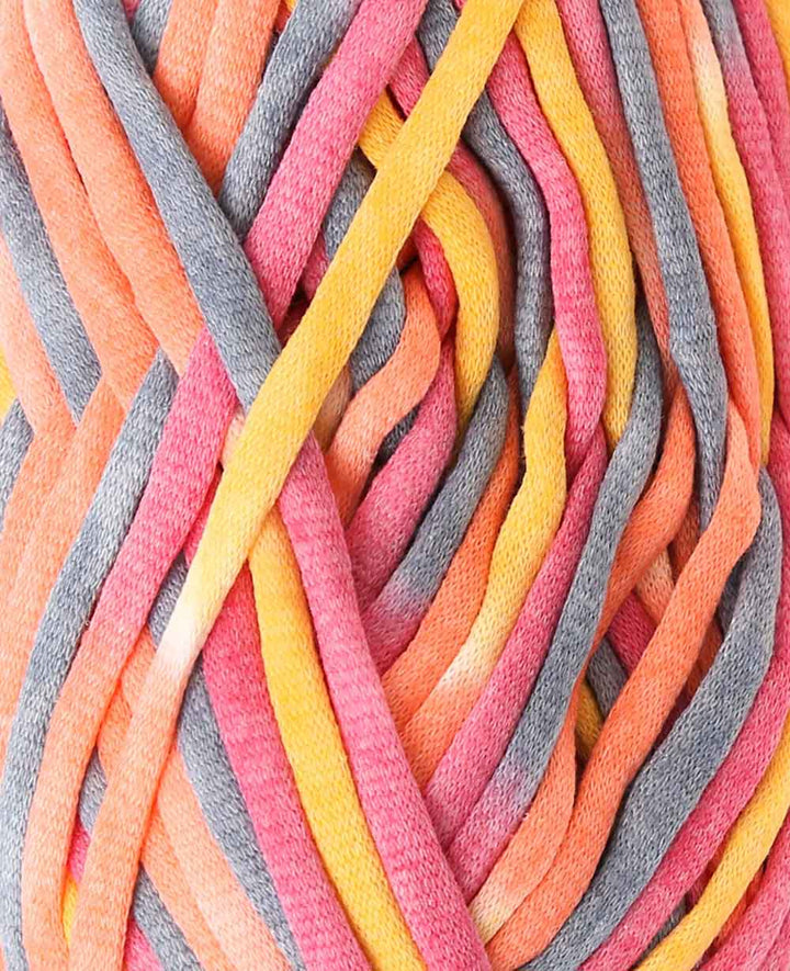 Lalana Soft Tube Rainbow 3, jaune, orange, rose, fuchsia, mélange de gris, environ 6 mm x 58 m, environ 200 g