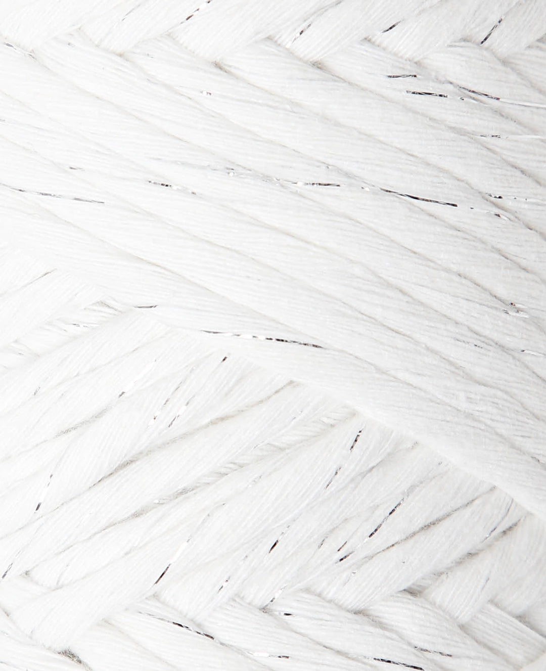 Spessa cream silver, fil macramé Lalana, couleur crème et argent, env. 5 mm x 60 m, env. 250 g