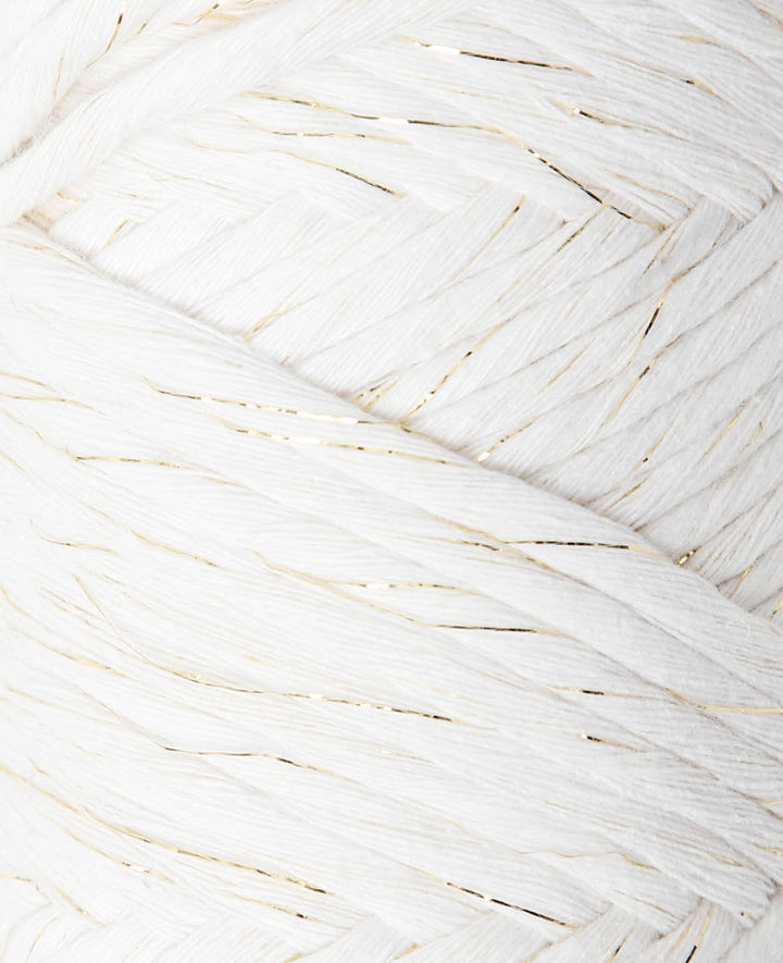 Spessa cream gold, fil macramé Lalana pour crochet, tricot, nouage et projets de macramé, couleur crème et or, env. 5 mm x 60 m, env. 250 g