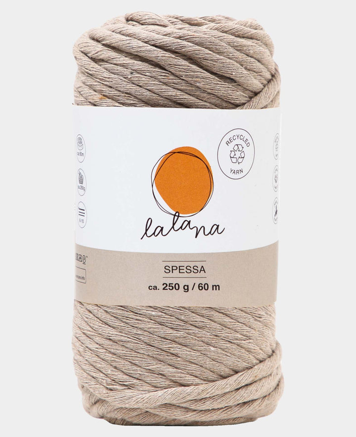 Spessa beige, fil macramé pour crochet, tricot, nouage et projets macramé, beige, env. 5 mm x 60 m, env. 250 g