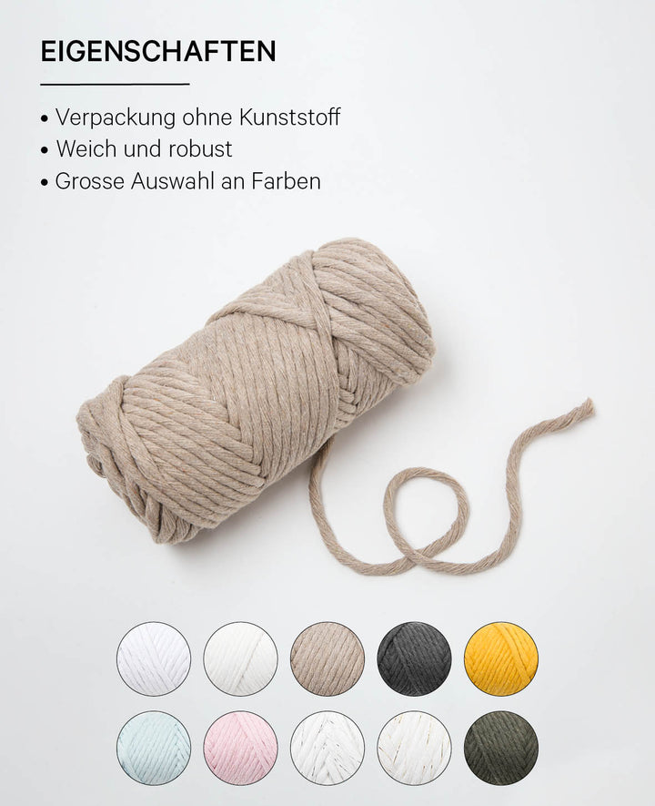 Spessa beige, fil macramé pour crochet, tricot, nouage et projets macramé, beige, env. 5 mm x 60 m, env. 250 g