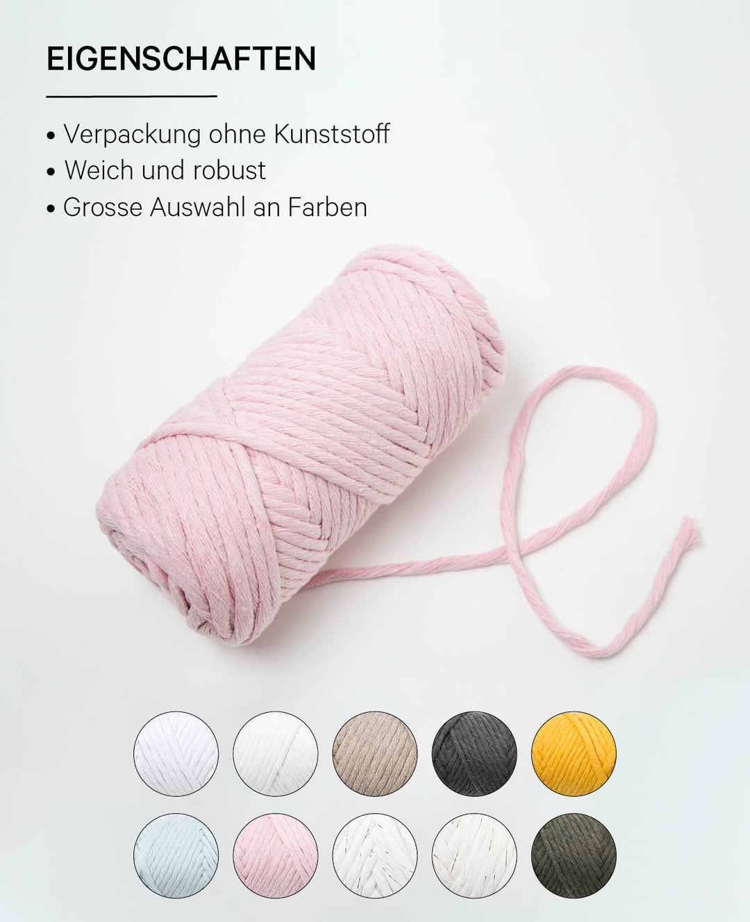 Spessa powder, fil Lalana Macramé pour crochet, tricot, nouage et projets de macramé, Rose, environ 5 mm x 60 m, environ 250 g