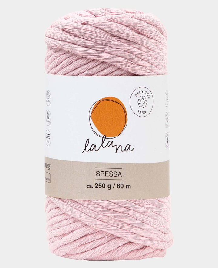 Spessa powder, fil Lalana Macramé pour crochet, tricot, nouage et projets de macramé, Rose, environ 5 mm x 60 m, environ 250 g