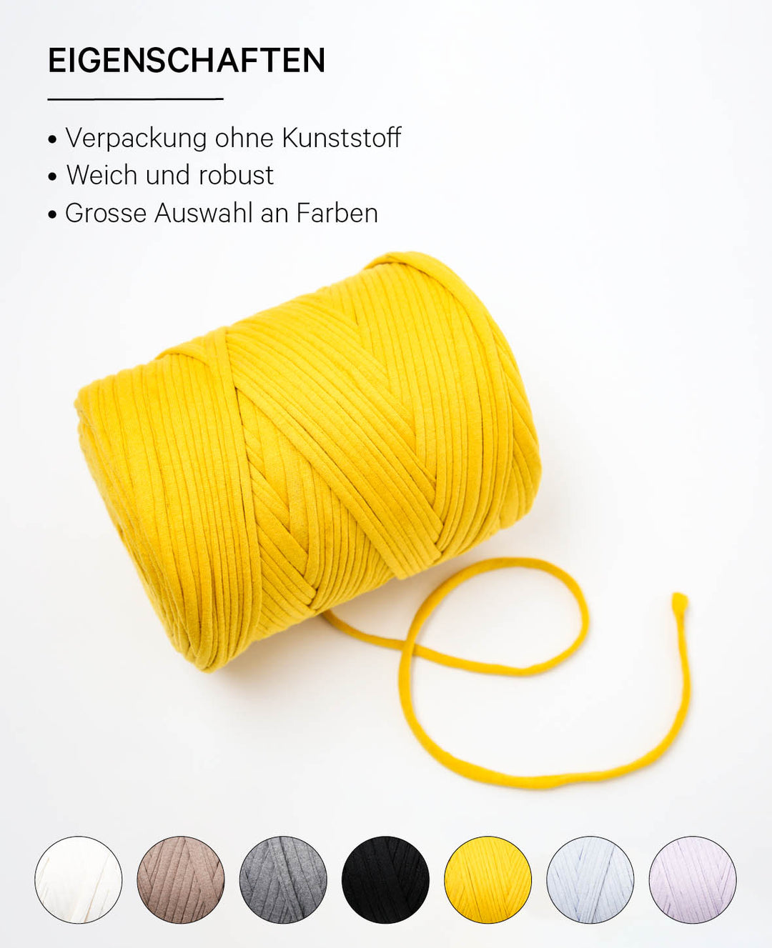 T-Shirt Revive mustard shades, Lalana Textile Yarn for Crocheting, Knitting, Knotting &amp; Macrame Projects, Mustard Yellow, approx. 5 mm x 90 m, approx. 500 g